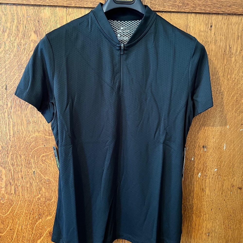 NWT Women's NIKE Dry 1/4 zip black short sleeve golf tennis shirt NEW